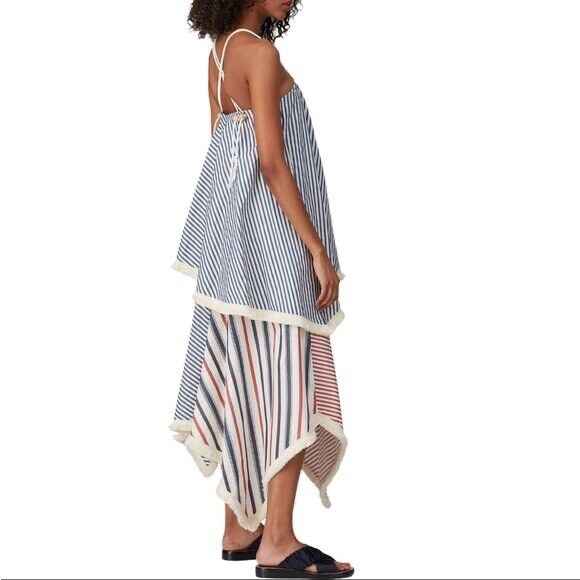 STUNNING‎ VICTORIA TOMAS striped layered dress 100% cotton - Picture 2 of 9